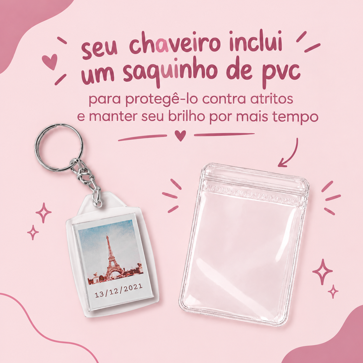 Chaveiro Foto com Legenda ou Código de Música